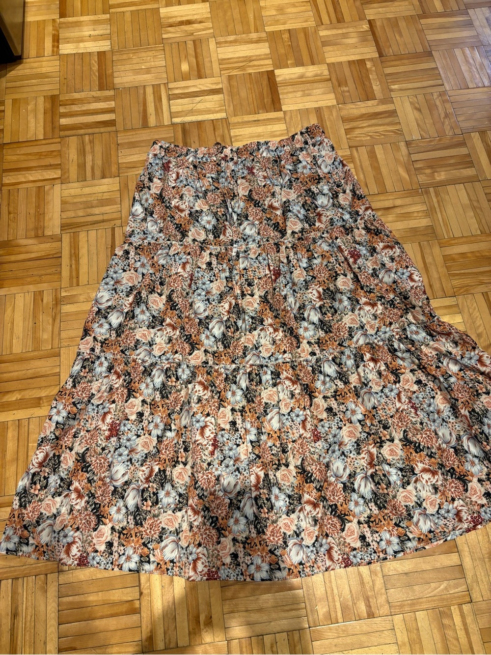 Floral Tiered Maxi Skirt - Peach Floral